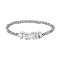 [LUCKY LOVE]CHANCE LARGE 8 FIGURE BUCKLE FULL DIAMOND BRACELET SILVER