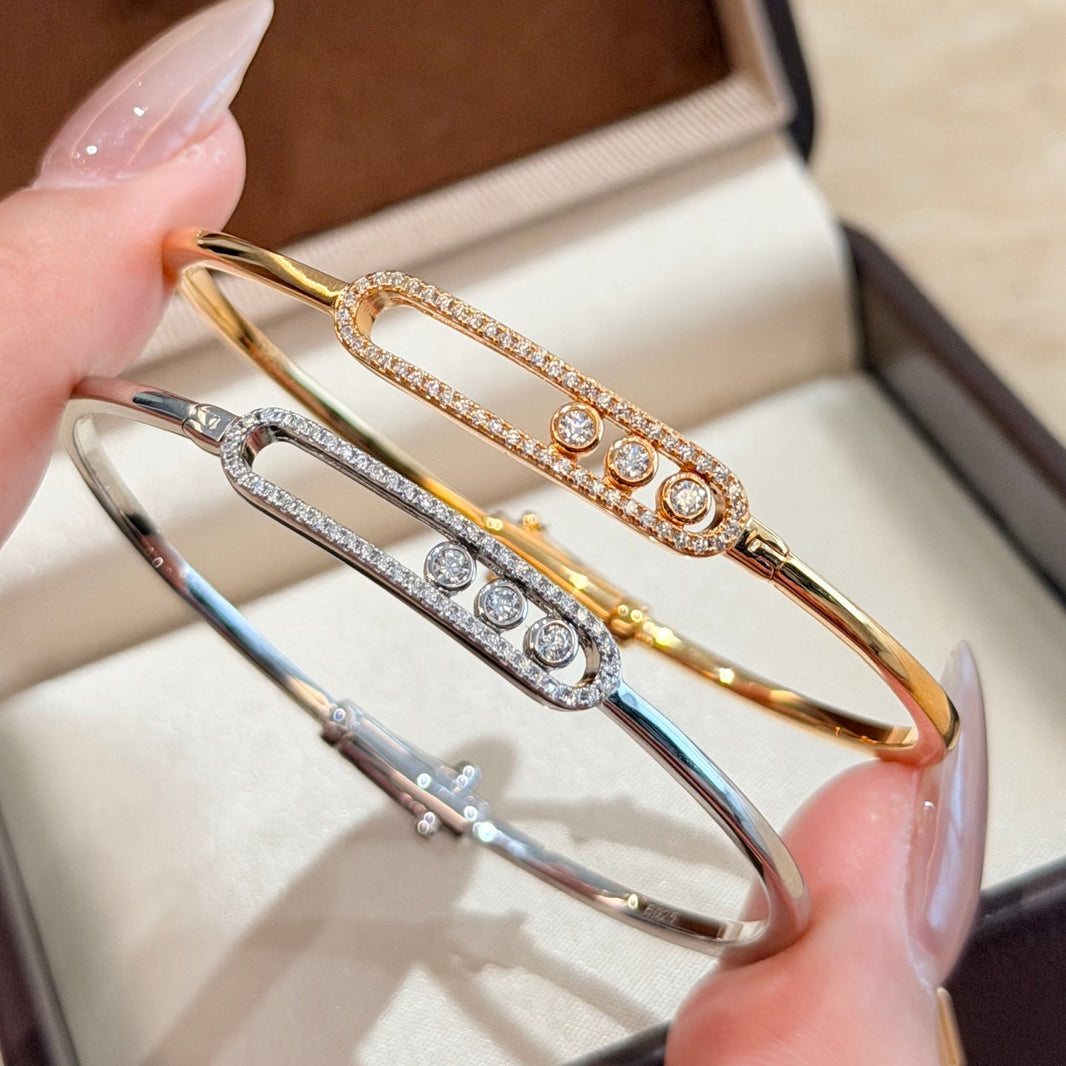 [LUCKY LOVE]Move Pavé Diamond Bangle Bracelet M