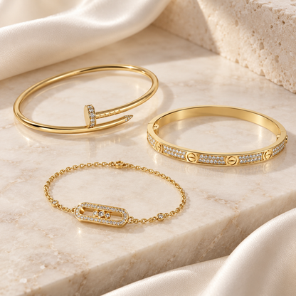 [LoveLucky] LOVE & JUSTE Baby Move Diamond Bracelet Stack Set