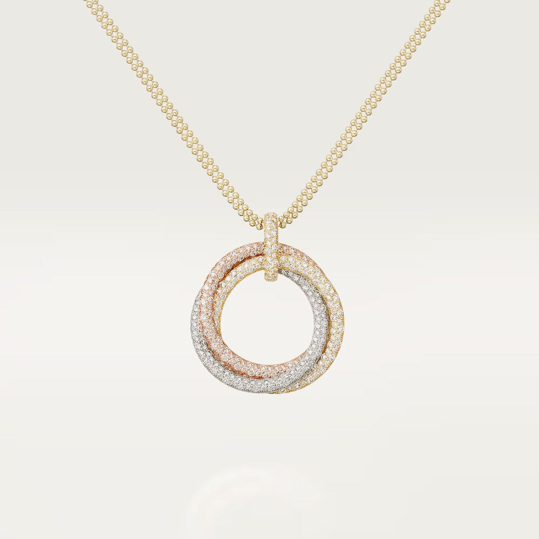 [LUCKY LOVE]TRINITY LARGE FULL DIAMOND  NECKLACE