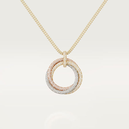 [LUCKY LOVE]TRINITY LARGE FULL DIAMOND  NECKLACE