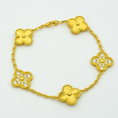 [LoveLucky] CLASH & Clover Laser 5-Motif & LOVE Brushed Bracelet Stack Set