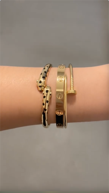 [LoveLucky] Panthère & LOVE  & JUSTE  Diamond Bracelet Stack Set