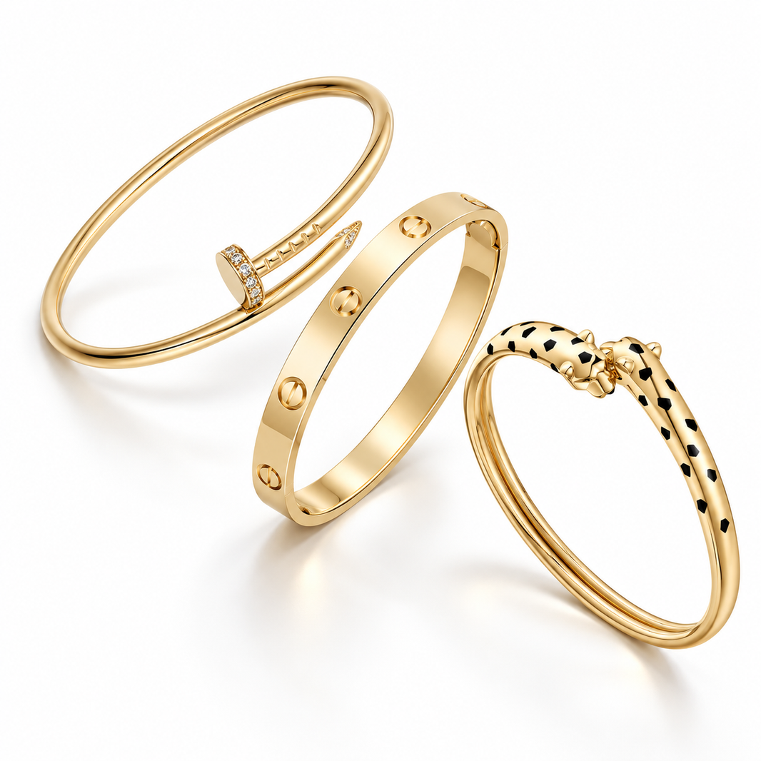[LoveLucky] Panthère & LOVE  & JUSTE  Diamond Bracelet Stack Set
