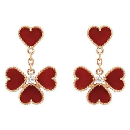 [LUCKY LOVE]SWEET CLOVER CARNELIAN EARRINGS