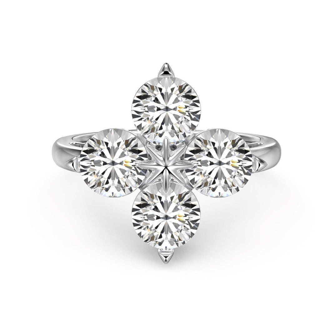[LUCKY LOVE]Four-Leaf Clover Eight-Pointed Star Ring