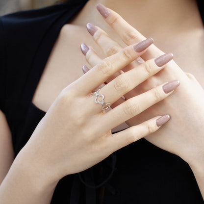[LUCKY LOVE]Hollow Design Four-Leaf Clover Flower Shape Ring