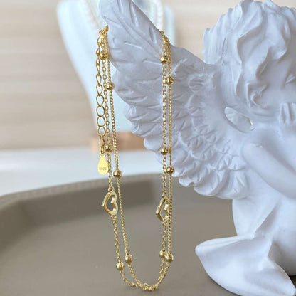 [LUCKY LOVE]Dainty Double Layer Love Heart Bracelet