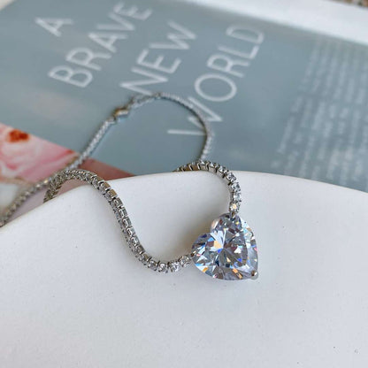 [LUCKY LOVE]8.0 Carat Versatile Colorful Sweet Heart-Shaped Tennis Necklace