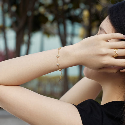 [LUCKY LOVE]Four-Leaf Clover Hollow Butterfly Bracelet