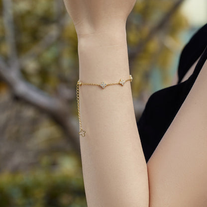 [LUCKY LOVE]Four-Leaf Clover Hollow Butterfly Bracelet