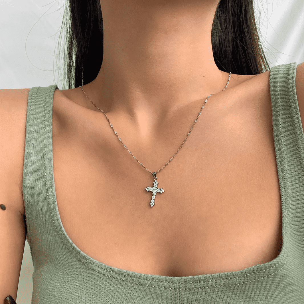 [LUCKY LOVE]Delicate Cross Shape Necklace