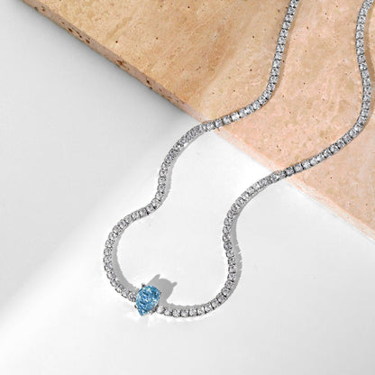 [LUCKY LOVE]1.0 carat Unique Pear Cut Tennis Necklace