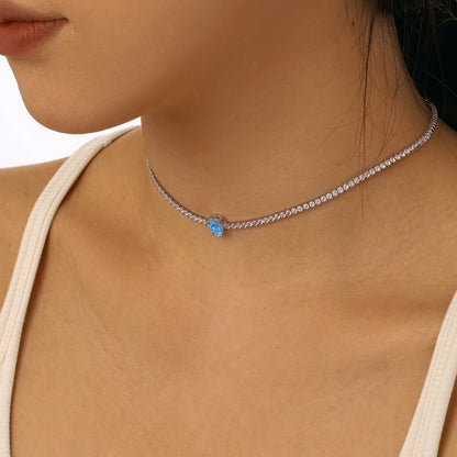 [LUCKY LOVE]1.0 carat Unique Pear Cut Tennis Necklace