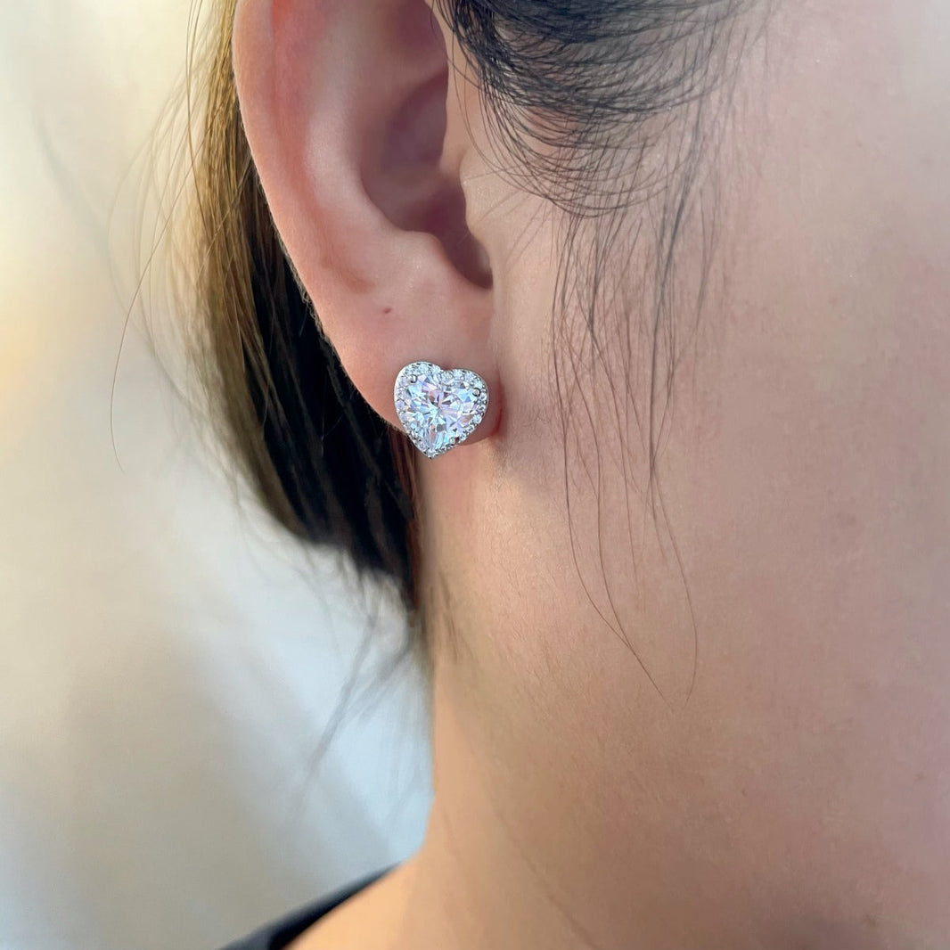 [LUCKY LOVE]Sparkling Heart Shape Lover Earrings