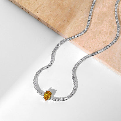 [LUCKY LOVE]1.0 carat Unique Pear Cut Tennis Necklace