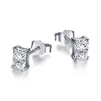 [LUCKY LOVE]Stylish Shiny Rectangular Center Stone Stud Earrings