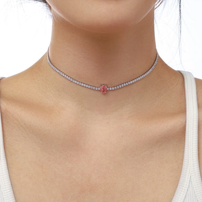 [LUCKY LOVE]1.0 carat Unique Pear Cut Tennis Necklace