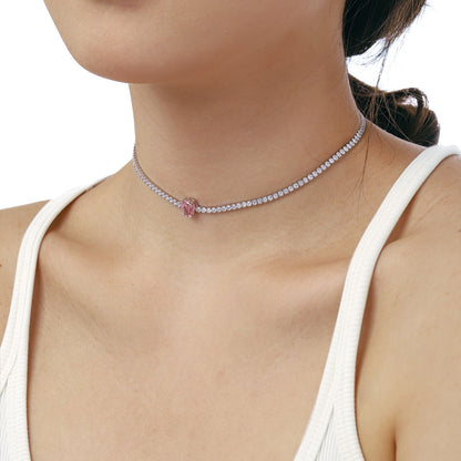 [LUCKY LOVE]1.0 carat Unique Pear Cut Tennis Necklace