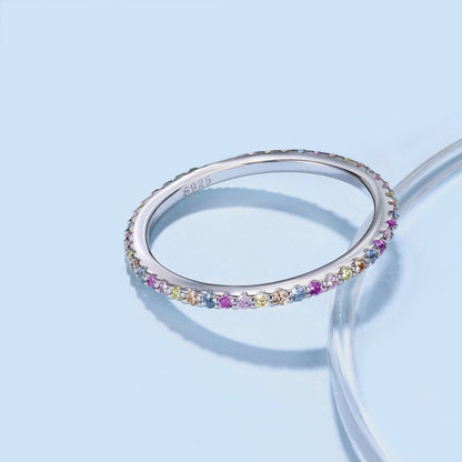 [LUCKY LOVE]Ornate Colorful Round Cut Tennis Ring