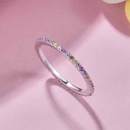 [LUCKY LOVE]Ornate Colorful Round Cut Tennis Ring