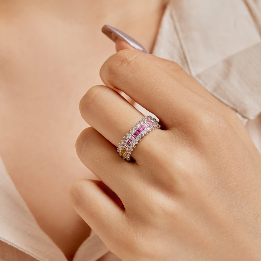 [LUCKY LOVE]Ornate Colorful Radiant Cut Daily Ring