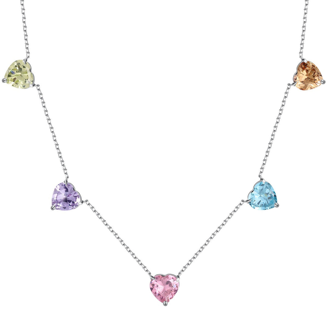 [LUCKY LOVE]Sparkling Colorful Heart Cut Necklace