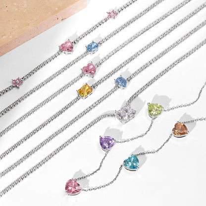 [LUCKY LOVE]Dazzling Pink Heart Flower Necklace