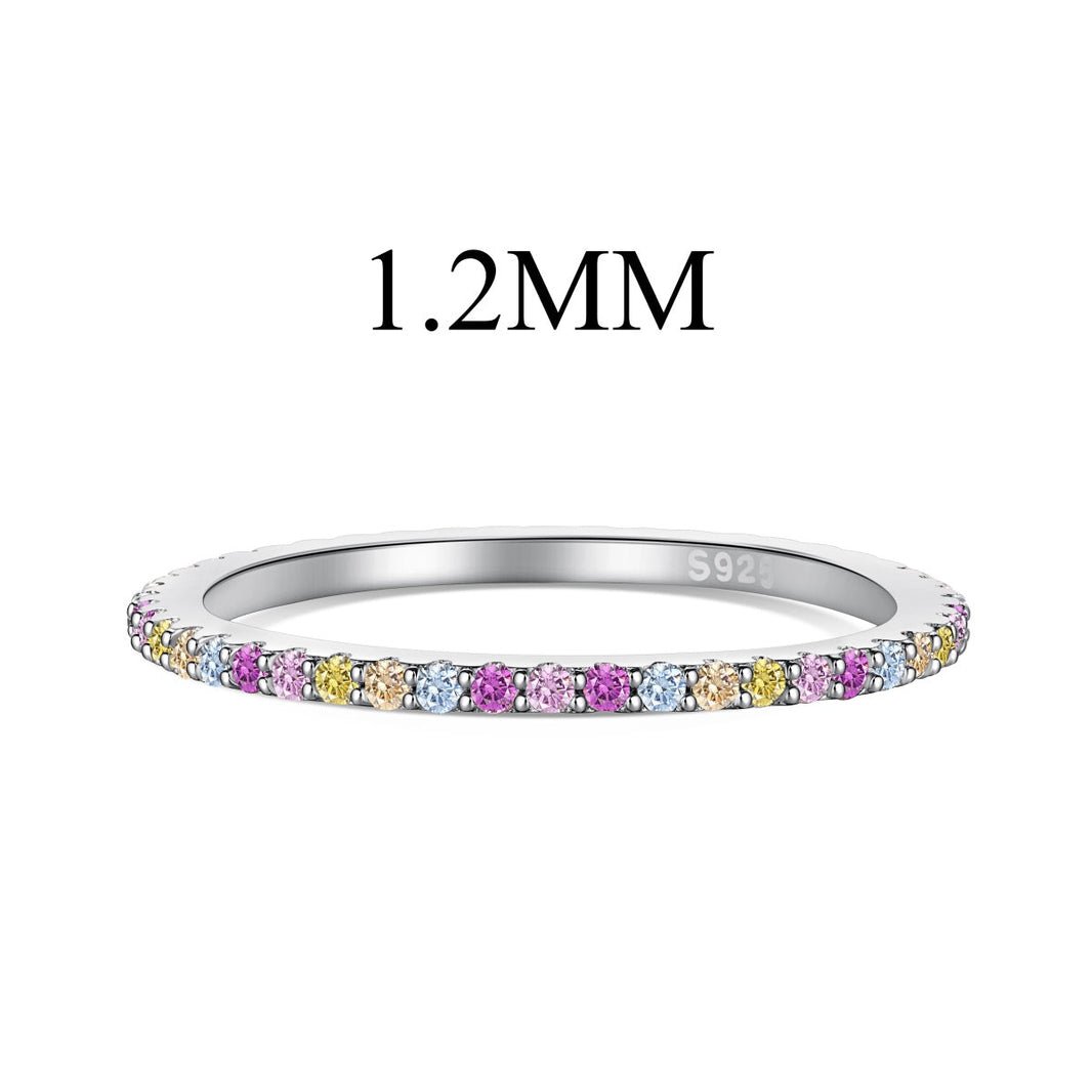 [LUCKY LOVE]Ornate Colorful Round Cut Tennis Ring
