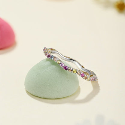 [LUCKY LOVE]Dainty Colorful Round Cut Party Ring