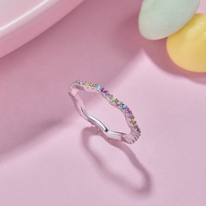 [LUCKY LOVE]Dainty Colorful Round Cut Party Ring