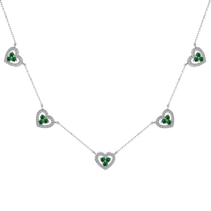 [LUCKY LOVE]Sparkling Five Heart Necklace