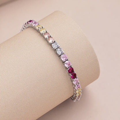 [LUCKY LOVE]Radiant Colorful Round Cut Tennis Bracelet