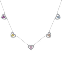[LUCKY LOVE]Sparkling Five Heart Necklace