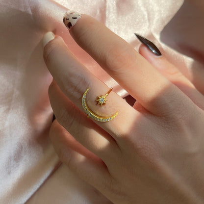 [LUCKY LOVE]Eternity Moon & Star Ring