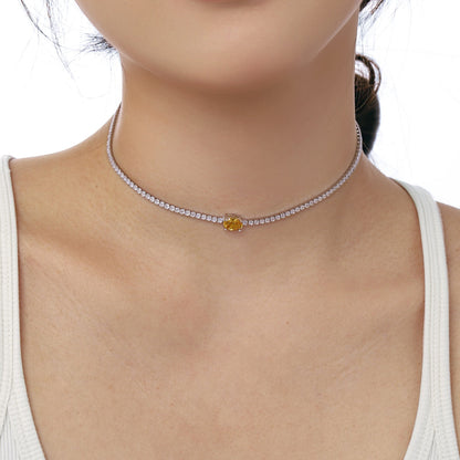 [LUCKY LOVE]1.0 Carat Shining Oval Cut Necklace
