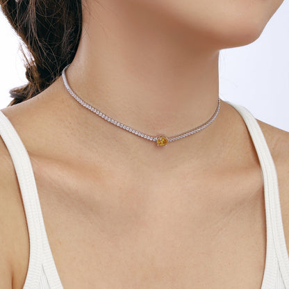 [LUCKY LOVE]1.0 Carat Shining Oval Cut Necklace