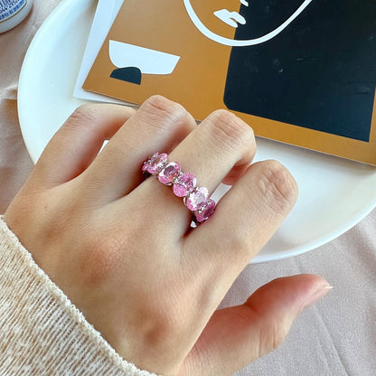[LUCKY LOVE]Dainty Elongated Cushion Cut Tennis Ring