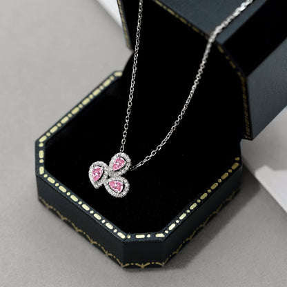 [LUCKY LOVE]Elegant Flower Shape Pear Cut Necklace
