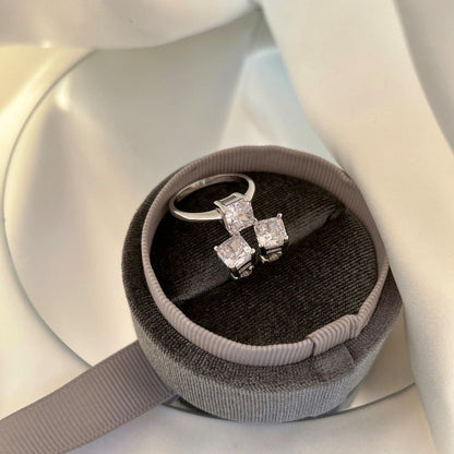 [LUCKY LOVE]1.0 Carat Radiant Princess Cut Wedding Earrings