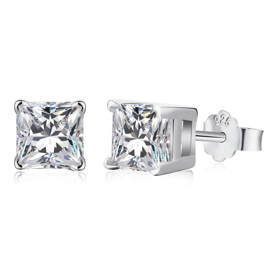 [LUCKY LOVE]1.0 Carat Radiant Princess Cut Wedding Earrings