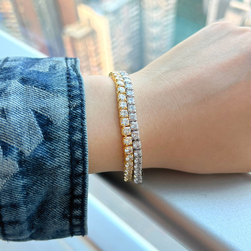 [LUCKY LOVE]Sparkling Radiant Princess Cut Tennis Bracelet