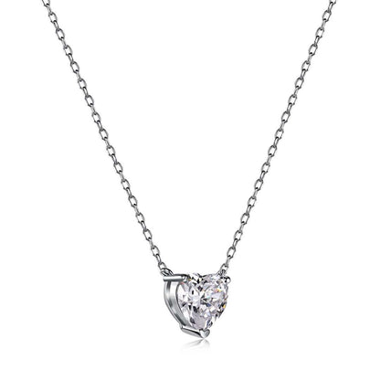 [LUCKY LOVE]Heart Shape Main Stone Pendant Collarbone Necklace