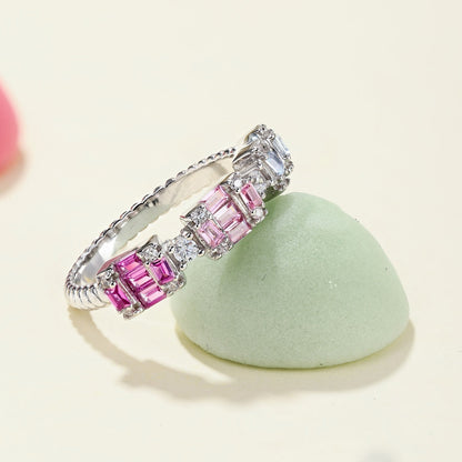 [LUCKY LOVE]Unique Colorful Emerald Cut Party Ring