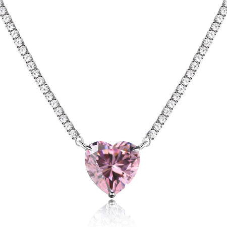 [LUCKY LOVE]8.0 Carat Versatile Colorful Sweet Heart-Shaped Tennis Necklace