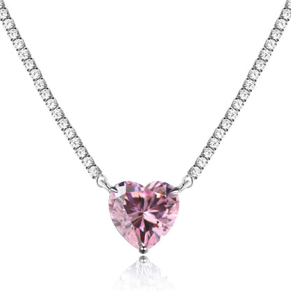 [LUCKY LOVE]8.0 Carat Versatile Colorful Sweet Heart-Shaped Tennis Necklace