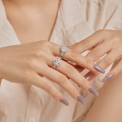 [LUCKY LOVE]Delicate Colorful Round Cut Flower Shape Wedding Ring