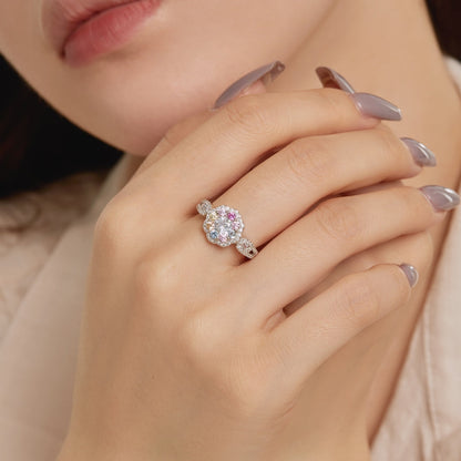[LUCKY LOVE]Delicate Colorful Round Cut Flower Shape Wedding Ring