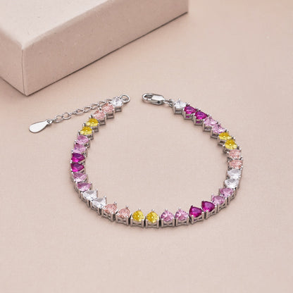 [LUCKY LOVE]Luxurious Colorful Romantic Heart Shape Lover Bracelet