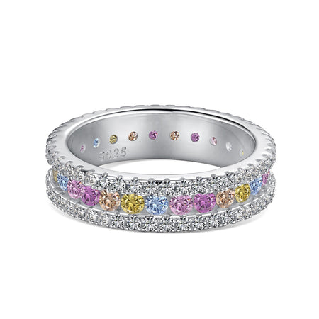 [LUCKY LOVE]Delicate Colorful Round Cut Daily Ring